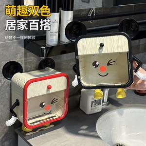 Wall Mounted Smiley Face Tissue Box 2L Covered Bathroom Storage With Shelf - Product Image 2