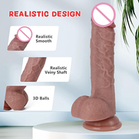 Dildo réaliste pour adultes, souple et avec ventouse puissante, mains libres, stimulation du point G, en silicone liquide couleur chair, ventouse robuste