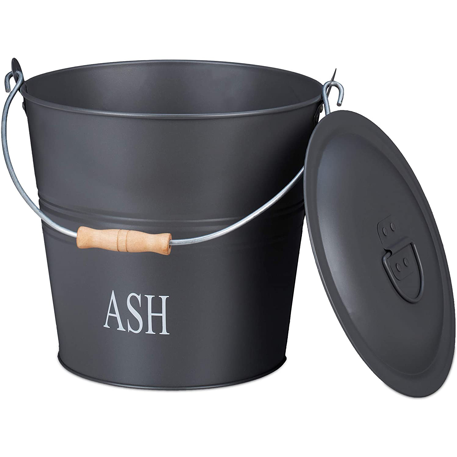 Charcoal Ash Bucket Bin with Lid and Carry Handle, Fireplace, Oven & Grill