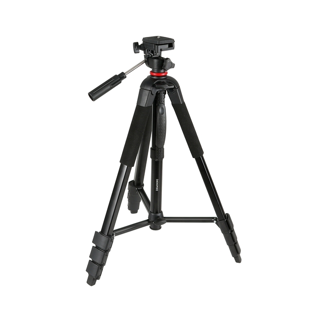 Professional Portable Aluminum Camera & Mobile Phone Tripod Stand with 3-way Head Flip Lock Monopod and Ring Light