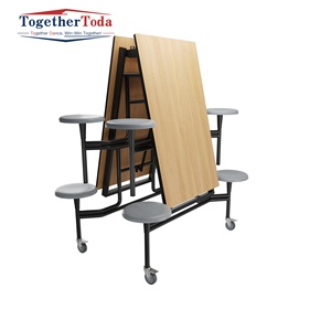 Nueva Mesa y Sillas Plegables de Metal Personalizadas, Portátiles, para Comedor de Fábrica, Escuela o Restaurante, de una Pieza, para 12 Personas - Product Image 4