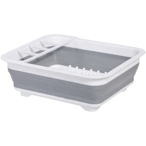 Plastic Folding Storage Dish Drainer Collapsible Dish Rack for Kitchen