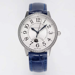 Women's Automatic Mechanical Watch with Diamond Bezel Sun Moon Phase Dial Leather Strap Elegant Wristwatch for Everyday Wear - Product Image 1