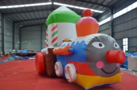 Train gonflable commercial de Noël 5x2.8M, château gonflable, aire de jeux gonflable pour enfants, idéal pour la location de fêtes