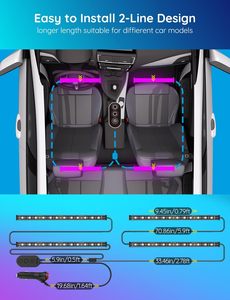 Venta Directa de Fábrica, Tiras de Luces <span class=keywords><strong>LED</strong></span> Inteligentes con Control Inalámbrico por Aplicación, Luz Ambiental Interior para Automóvil - Product Image 5