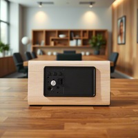 Jam Digital Kayu Kreatif Tampilan Suhu Kelembaban Fungsi Tanggal Tanpa Baterai Untuk Kamar Tidur Kantor Ruang Tamu Model 017