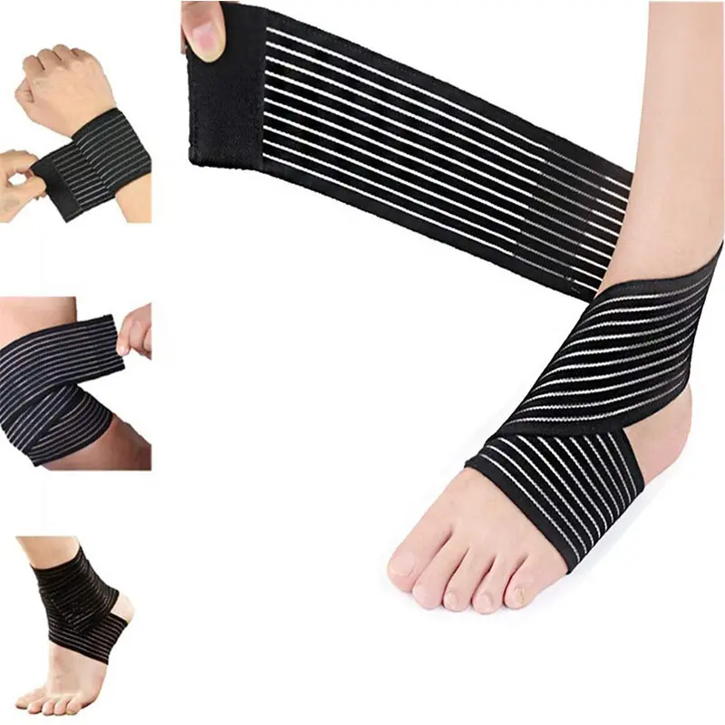 Cinturino alla caviglia fasciatura elastica compressione regolabile gancio e anello per la vita ginocchio polso Fish Line Brace Support