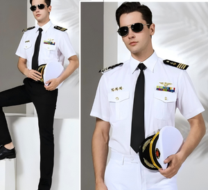 कपड़े वायु सेना सफेद शर्ट पुरुष नाइट क्लब एयरलाइन पायलट स्टीवर्ड वर्दी कस्टम - Product Image 2