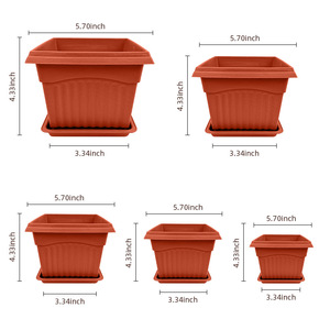 Bán Buôn Giá Rẻ Trong Nhà/Ngoài Trời Đất Nung Đen Vuông Trồng Trang Trí Nhựa Chậu Hoa Cho Trang Chủ Sử Dụng Cho Vườn Thực vật - Product Image 5