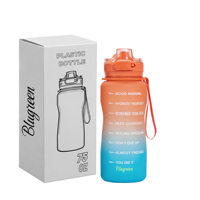 Botella de Agua Deportiva Motivacional de 2000 ml, Duradera, Libre de BPA, de Plástico Tritan con Marcador de Tiempo y Método de Flujo con Pajita