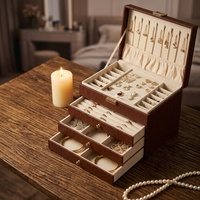 Boîte de rangement à bijoux rectangulaire haut de gamme Juncheng Gold, étanche, multicouche, avec compartiments, serrure, doublure en velours, grande capacité, portable