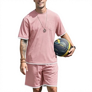 Vente en gros directe d'usine, ensemble de vêtements pour hommes, t-shirt et short baggy 2 pièces, tenue décontractée d'été, ensemble de survêtement, 100% coton, 220 GSM - Product Image 5