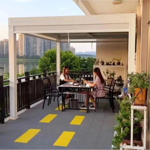 Pergola haut <span class=keywords><strong>de</strong></span> gamme en aluminium imperméable avec <span class=keywords><strong>éclairage</strong></span> LED intégré, pavillon <span class=keywords><strong>de</strong></span> jardin <span class=keywords><strong>extérieur</strong></span> pour repas en plein air - Product Image 6