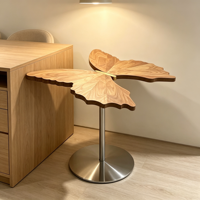 Table d'appoint en bois convertible en forme de papillon, table décorative créative, table basse en bois massif avec base en métal pour la maison