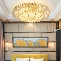Lustre de luxe de style européen et américain, luminaire en cristal, télécommande, plafonnier LED à montage en surface pour