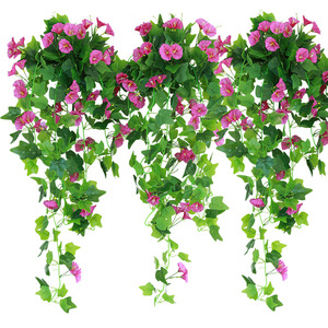 Guirlande de fleurs artificielles en soie Morning Glory de Ning Xueer, décoration murale pour la maison, rose, violet, vert, 120 cm - Product Image 5