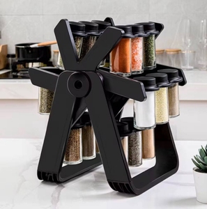 Lot de 18 pots à épices en verre avec support rotatif pour cuisine, idéal pour ranger les outils - Product Image 1