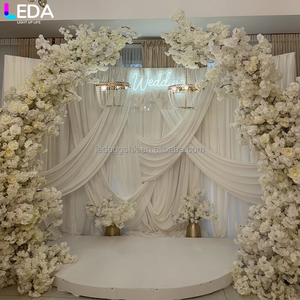 Décor de fond intérieur LEDA, rideau en soie de lait blanc carré simple de haute qualité pour mariage - Product Image 2