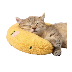 HIPHOPPET Oreiller en forme de U pour <span class=keywords><strong>chat</strong></span> Aide au sommeil et protection cervicale Lit doux pour animaux de compagnie pour chats Petits chiens <span class=keywords><strong>Coussin</strong></span> en peluche résistant aux morsures - Product Image 4