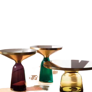 Best Verkopende Multifunctionele Woonkamer Meubels Kleurrijke Ronde Sofa Bijzettafel Met Glazen Onderpoot Salontafel Functies - Product Image 2