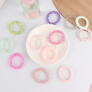 Couleur bonbon 5 pièces Transparent élastique en plastique <span class=keywords><strong>spirale</strong></span> cheveux cravates ensemble femmes queue de cheval sans pli bobine téléphone cordon cheveux <span class=keywords><strong>chouchou</strong></span> - Product Image 4