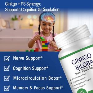 Extrait de Graines de Ginkgo Biloba de Marque Privée 300mg Supplément Booster Naturel de Mémoire Cérébrale Ginkgo Biloba Capsules - Product Image 4