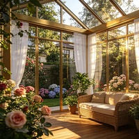 Couvertures de terrasse en verre trempé transparent double couche à faible émissivité avec structure en aluminium/acier personnalisée pour véranda extérieure, maisons, villas