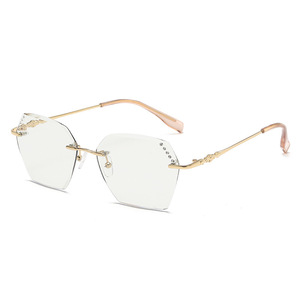 Kim Cương kim loại chống phản xạ photochromic không có vành kính phẳng khung chống ánh sáng màu xanh thay đổi cận thị kính quang học - Product Image 4