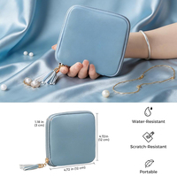 Étui de voyage bleu pour bijoux, petite pochette à bijoux avec compartiments pour ranger colliers, boucles d'oreilles, bracelets