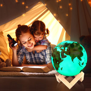 Lámpara de Globo Terráqueo LED Lelyi, 3 Colores, Sensor Táctil, Recargable por USB, Impresión <span class=keywords><strong>3D</strong></span>, Lámpara de Tierra y Luna, 15 cm - Product Image 3