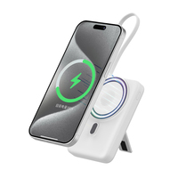 Banque d'alimentation portable 10000 mAh avec USB PD 3.0 et QC 4+ Charge rapide, câble Type-C intégré, charge sans fil, écran LED pour montre