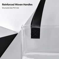 Sac fourre-tout transparent en PVC sur mesure avec logo imprimé pour une utilisation promotionnelle en matière de mode, réutilisable, commandes en gros