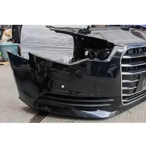 Bumper mobil 2010-2016 untuk Audi A6 C7, kap mesin radiator kisi lampu rem bibir depan bumper rakitan wajah depan