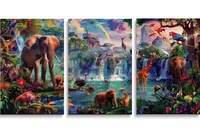 Pintura por Números de 3 Paneles para Adultos, 3 Piezas, el Mundo Mágico de los Animales, Kit de Pintura al Óleo Digital DIY para Regalo