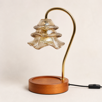 Lampe chauffe-bougie électrique ronde sans flamme avec plateau de fusion, minuterie et variateur d'intensité