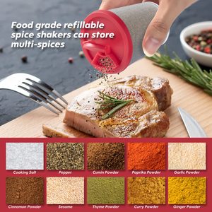 Dispensador personalizado de tarros de condimentos, <span class=keywords><strong>Salero</strong></span>, accesorios de cocina, juego de agitadores de sal y pimienta de plástico con tapa - Product Image 4