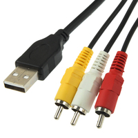 Venta Directa de Fábrica, Cable Compuesto de Audio y Video AV USB de 1.5m a 3 Conectores Phono Macho