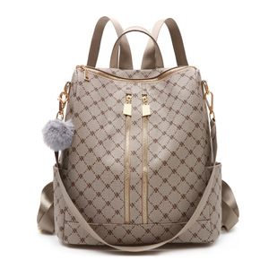 Lady Luxury Office <b>Backpack</b> Casual Travel Pvc <b>Backpack</b> Women Retro Classic Printing Shoulder <b>Backpack</b> - Product Image 1