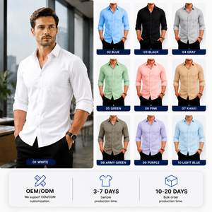 Camicia da <span class=keywords><strong>Uomo</strong></span> <span class=keywords><strong>Bianca</strong></span> 100% Cotone Formale con Bottoni Tinta Unita Lunga Personalizzata di Alta Qualità Camicie Oxford per <span class=keywords><strong>Uomo</strong></span> - Product Image 2