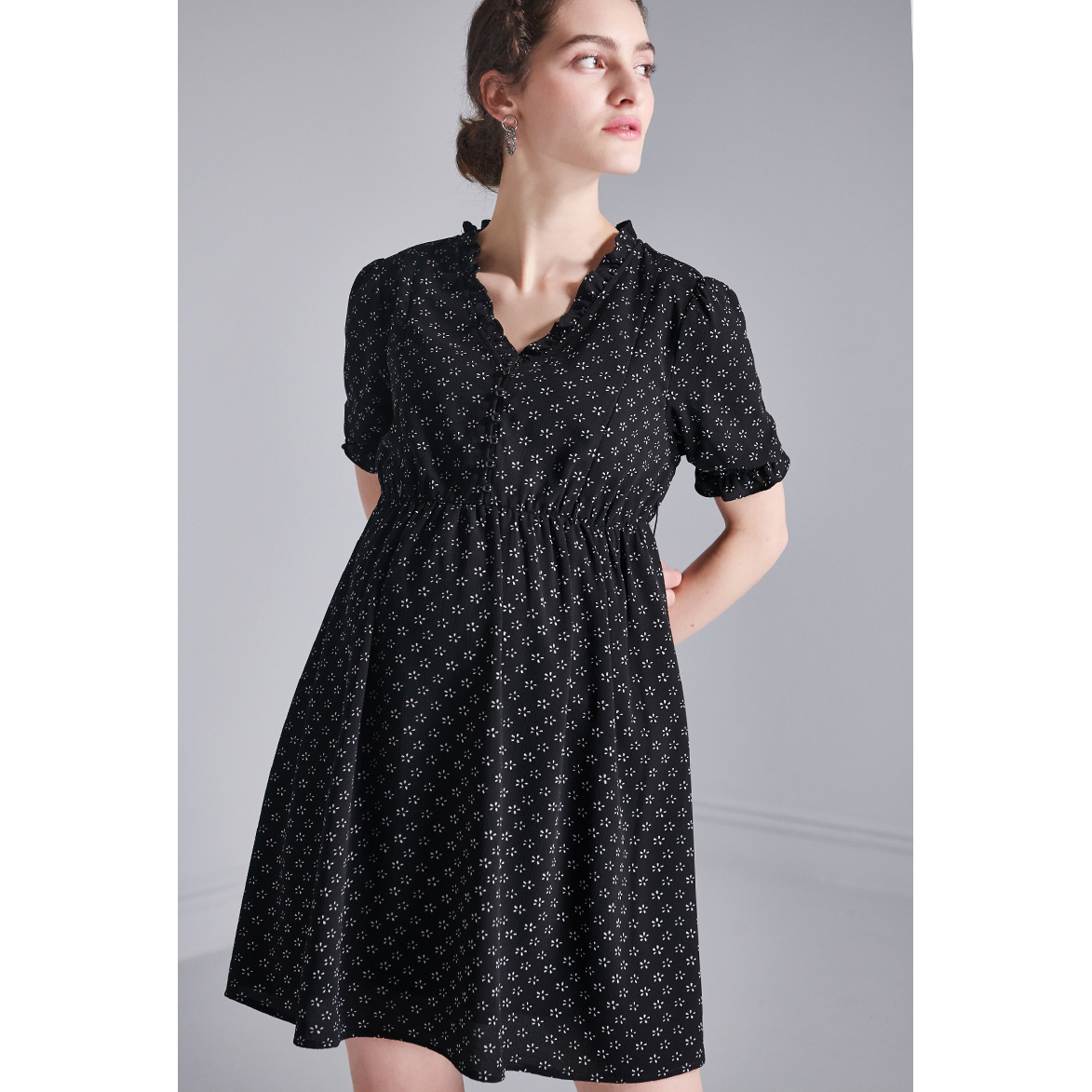 Print Chiffon Short Sleeve Maternity Dress Supplier
