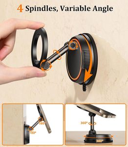 Support de téléphone magnétique puissant pliable et rotatif en plastique, nouveau design, portable pour voiture et bureau avec ventouse. - Product Image 5
