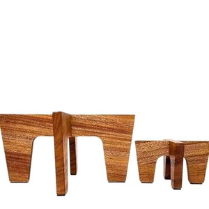 Solid Wood Flower <b>Pot</b> <b>Stand</b> Square Minimalist Design Indoor Plant Base Natural Wood Color Four Legged Detachable - Product Image 1