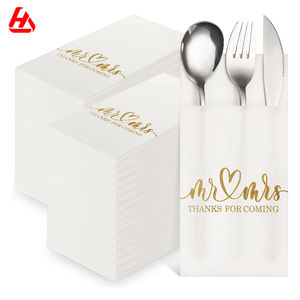 กระดาษเช็ดปากสำหรับงานเลี้ยงอาหารค่ำแบบพับได้1/8มีช่องใส่ช้อนส้อม - Product Image 1