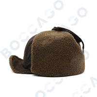 Chapeau d'hiver en nylon, style trapper, à bord court et plat, doublure en polaire Sherpa, avec cache-oreilles et cordon de serrage, coupe-vent, pour le ski, unisexe adulte