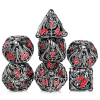 Dés à jouer polyédriques uniques en métal, motif squelette démoniaque, pour collection de jeux de table
