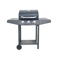 Barbecue à gaz multifonctionnel à trois brûleurs, grand modèle d'extérieur, en acier, avec sécurité flamme et revêtement poudré, pour usage domestique