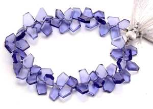 Tanzanite ลูกปัดหินเหลี่ยมเพชรพลอย8-10มม. สีควอทซ์พร้อมการเจาะด้านข้าง - Product Image 2