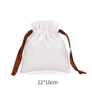 กระเป๋าผ้าแคนวาสผ้าฝ้ายแบบผูกเชือกเป็นมิตรกับสิ่งแวดล้อมริบบิ้นผ้าซาตินสองชั้นบรรจุภัณฑ์แบบมีฟองคุณลักษณะรีไซเคิลได้ - Product Image 2