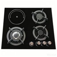 Cuisinière à gaz encastrable 4 brûleurs OEM/ODM d'usine, plaque de cuisson 60 cm en verre trempé GPL/GN pour cuisine domestique