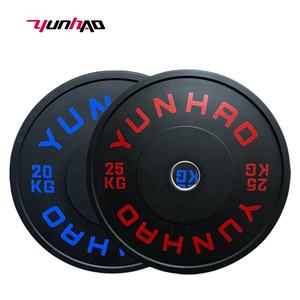 工場カスタムロゴジム機器ウェイトリフティングフリーウェイト用ブラックラバーバーベルウェイトバンパープレート - Product Image 2